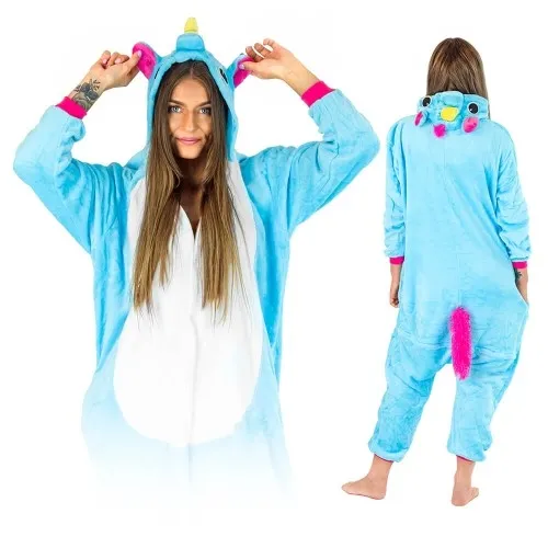 Niebieski różowy pegaz Kigurumi Onesie dres piżama kombinezon