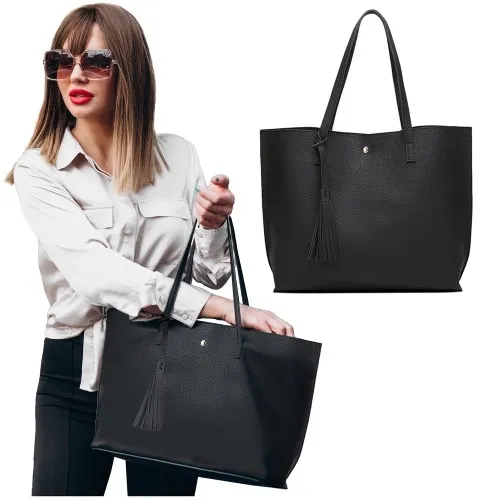 Torebka damska shopper czarna pojemna