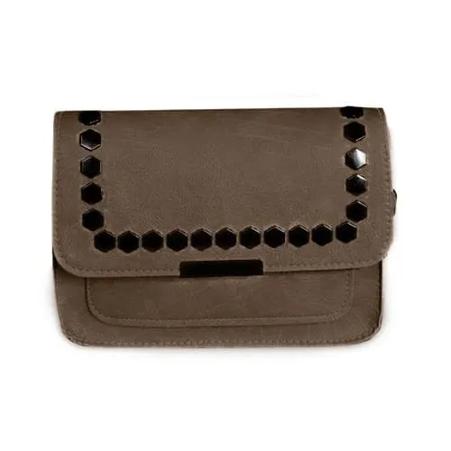 Mała skórzana torebka / dżety brązowa