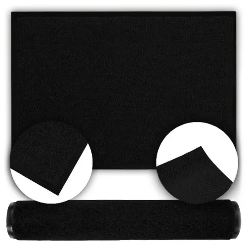 Wycieraczka gumowa drzwi mata gładka czarna antypoślizgowa miękka 90x150 cm