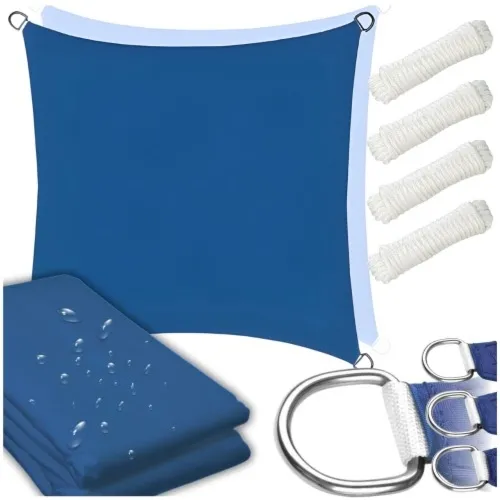 Żagiel daszek kwadrat przeciwsłoneczny markiza granatowy wodoodporny 5x5 m