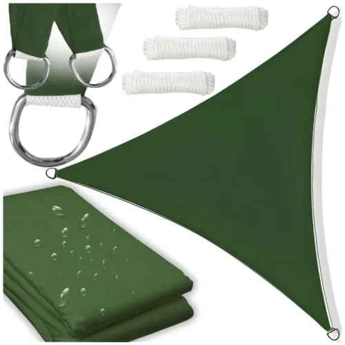 Żagiel przeciwsłoneczny ogrodowy wodoodporny 7x5x5 m ciemny zielony trójkąt