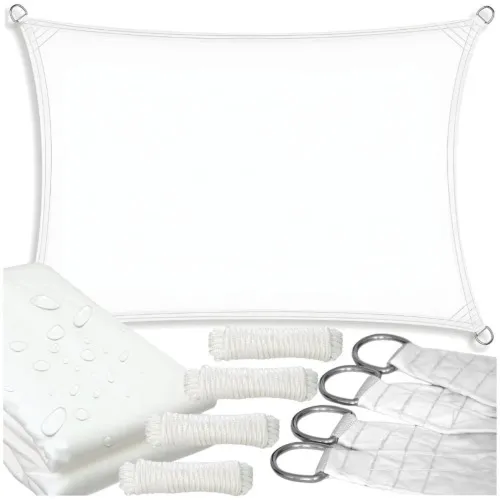 Żagiel przeciwsłoneczny ogrodowy wodoodporny biały wytrzymały mocny 5 x 3 m