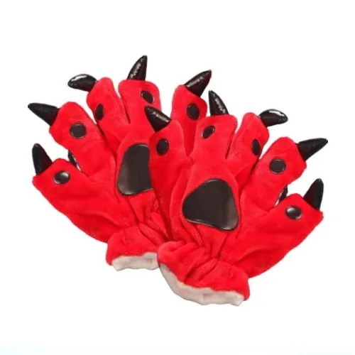 Rękawiczki kigurumi onesie pazury czerwony