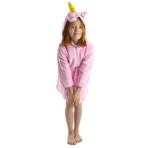 Szlafrok onesie dla dzieci różowy jednorożec