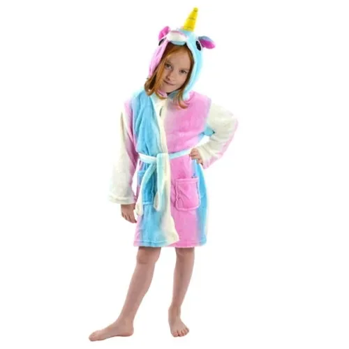 Szlafrok onesie dla dzieci tęczowy jednorożec