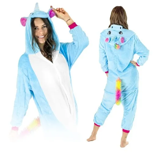 Jednorożec niebiesko biały kigurumi onesie piżama kostium przebranie