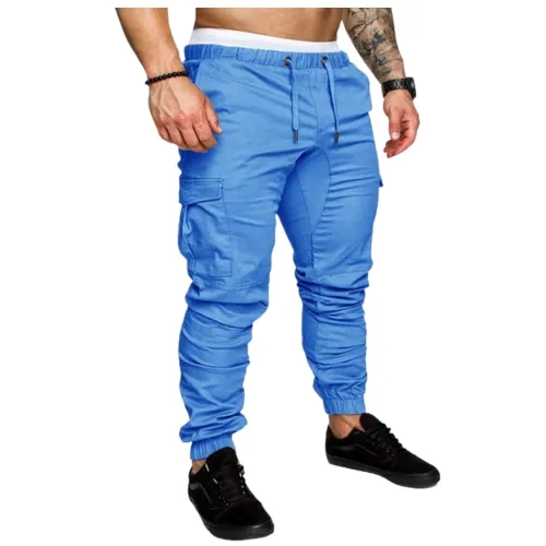 Spodnie joggery bojówki - niebieskie