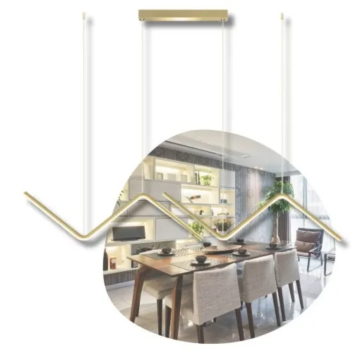 Lampa wisząca zygzak złota