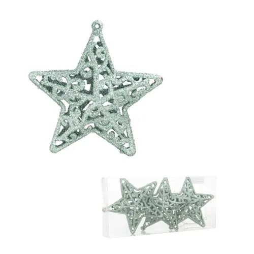 Bombki choinkowe ażur gwiazdki zestaw 3szt miętowe