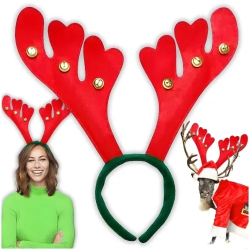 Opaska rogi renifera świąteczna z dzwoneczkami przebranie do sesji rekwizyt