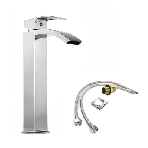 Bateria umywalkowa łazienkowa wysoka chromowana