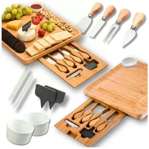 Deska do wędlin i serów z miseczkami do dipów