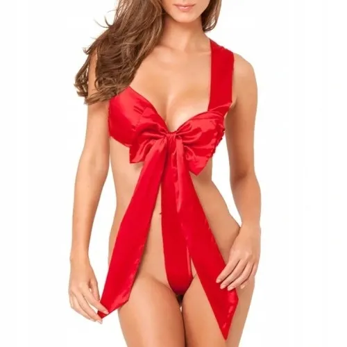 Kokarda wstążka kostium prezent bielizna erotyczna czerwona