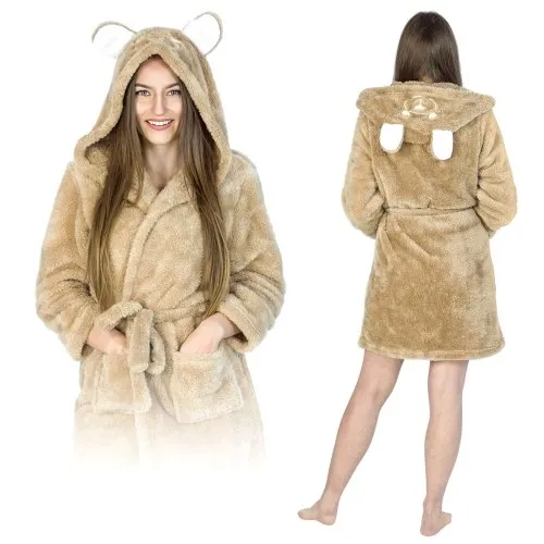 Ciepły pluszowy szlafrok damski miś