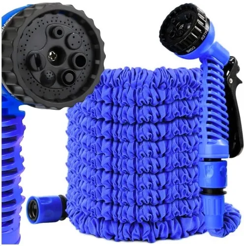 Wąż ogrodowy rozciągliwy 10-30 m niebieski + pistolet