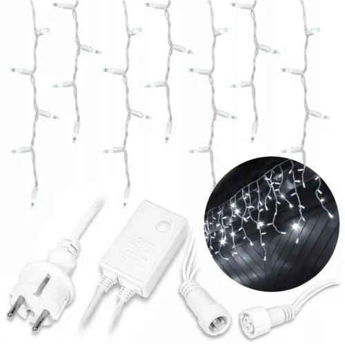 Lampki świąteczne zewnętrzne sople 300LED 12m grube przewody