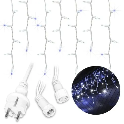 Lampki świąteczne zewnętrzne sople 300LED 12m flash grube przewody