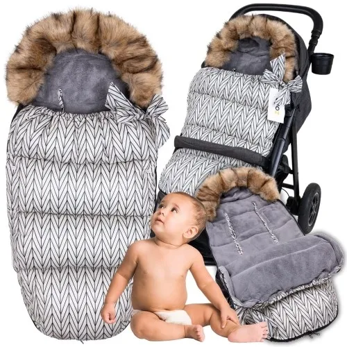 Śpiworek z futerkiem do wózka spacerówki fotelika gondoli na sanki na zimę