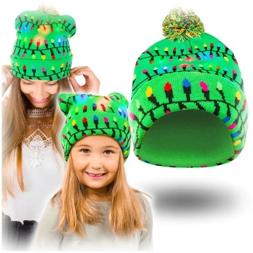 Czapka świąteczna LED - zielona
