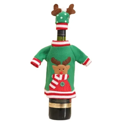 Pokrowiec świąteczny na butelkę ubranko renifer