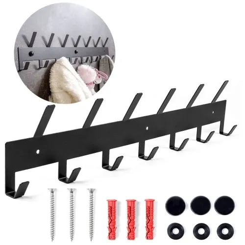 Wieszak ścienny na odzież i klucze 13 HACZYKÓW - 52cm CZARNY