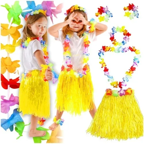 Kostium hawajski spódniczka wianek naszyjniki hula przebranie strój aloha