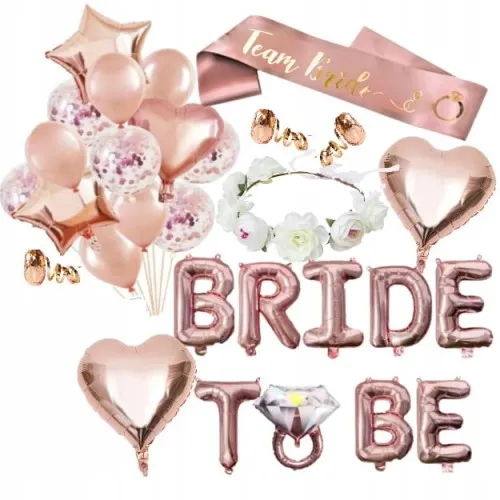 Balony Rose Gold ślub panieński w zestawie szarfa