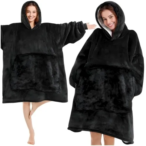 Kocobluza oversize z kapturem - czarna