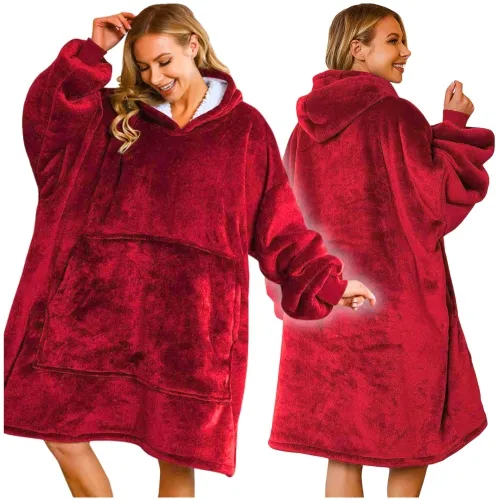 Kocobluza oversize z kapturem - czerwona