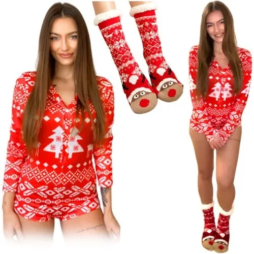 Body świąteczne kombinezon + skarpety zestaw 2w1