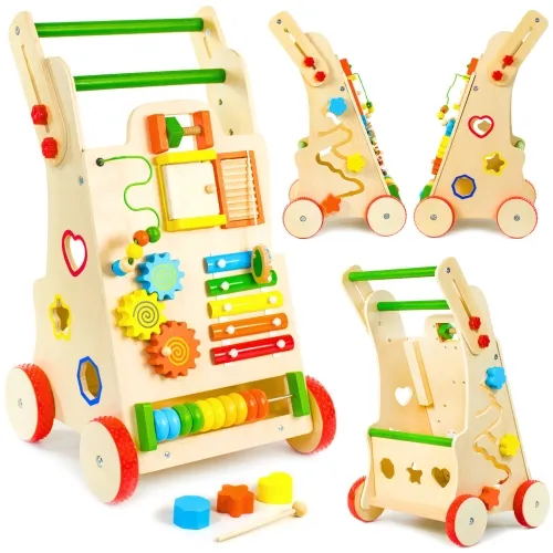 Edukacyjny drewniany pchacz dla dzieci