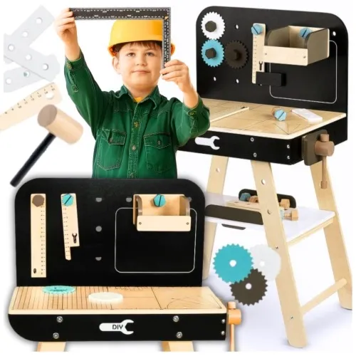 Stół warsztat drewniany majsterkowicz zestaw narzędzi dla dzieci na prezent