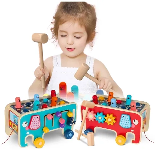 Drewniana kostka edukacyjna wbijak dla dzieci