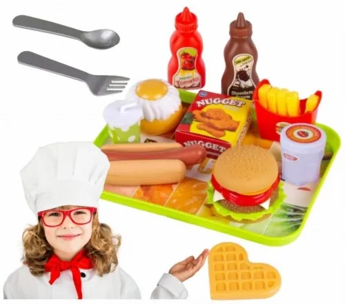 Zestaw zabawkowego jedzenia fast food akcesoria kuchenne