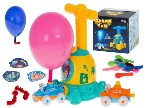 Wyrzutnia rakiet balonów pompka autka + akcesoria