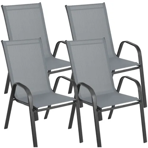 Krzesło ogrodowe metalowe szare 4 sztuki