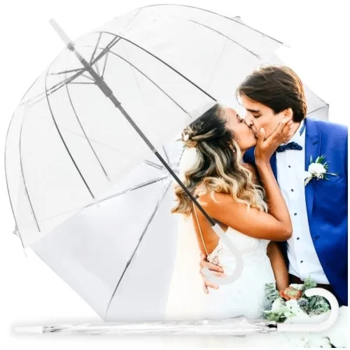 Duży parasol przeźroczysty ślubny mocny elegancki - XXL