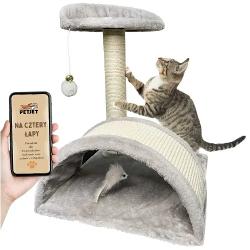 Duży drapak dla kota z tunelem, platformą i zabawkami