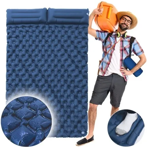 Materac dwuosobowy z pompką ciemny niebieski