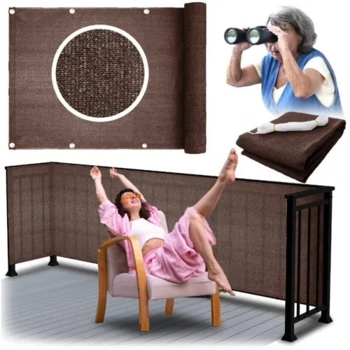 Osłona balkonowa mata na taras płot balkon ogrodzenie siatka brązowa 0,8×5m