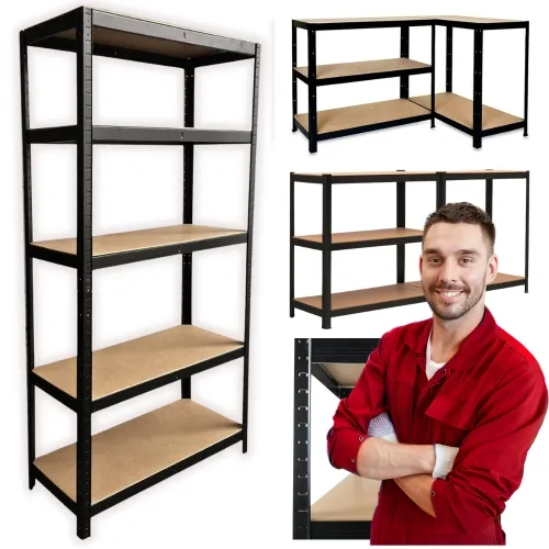 Regał magazynowy metalowy czarny 180cm 5 półek