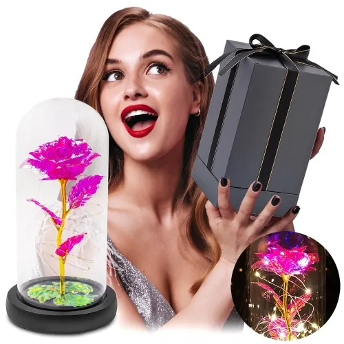 Wieczna róża w szkle różowa