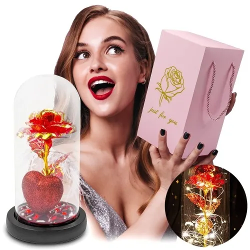 Wieczna róża w szkle z sercem