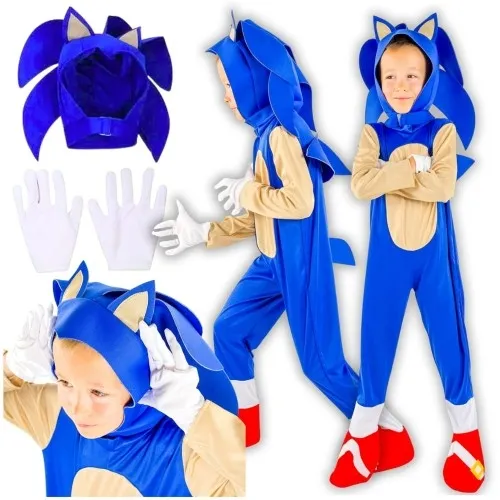 Sonic strój kostium przebranie bal przedszkole kigurumi jeż jeżyk S 116/122