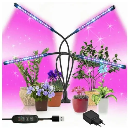 4x lampa do uprawy roślin 80 LED wzrostu hodowli kwiatów klips timer wtyczka