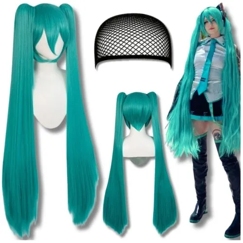 Peruka włosy 110 cm cosplay Hatsune Miku Vocaloid anime manga czepek morski
