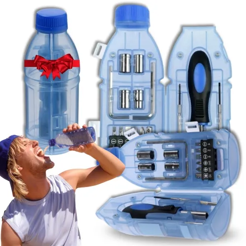 Prezentowy zestaw narzędzi w kształcie butelki 15 elementów