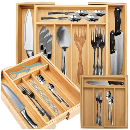 Bambusowy organizer wkład do szuflady na sztućce