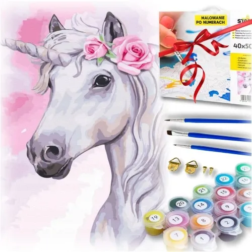 Zestaw do malowania po numerach - jednorożec